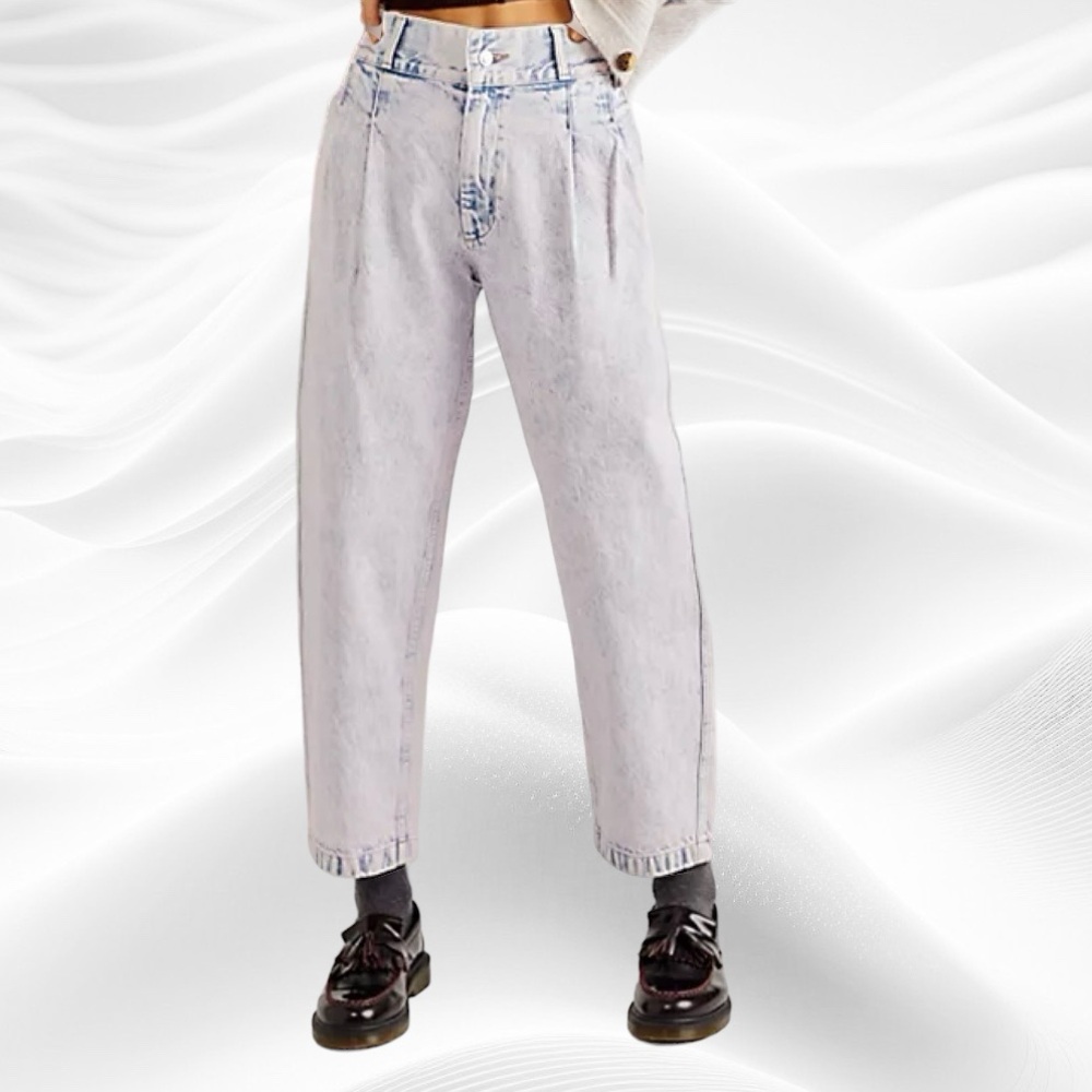 Edwin Isla Pant/Jean‎ in Cupio/washed Pink Pleated Wide Leg 33X27.5 Ankle